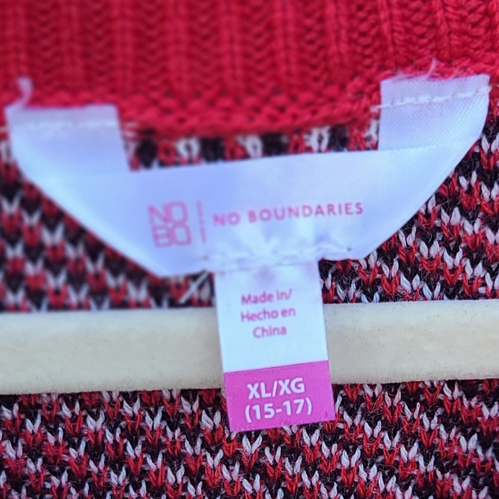 No Boundries Plaid Red & Black Winter Christmas Sweater Dress - Size XL - Picture 7 of 12